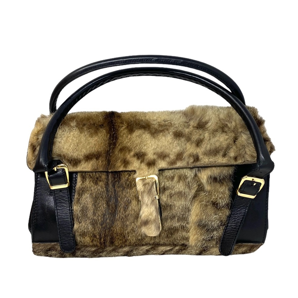 Fellini Real Fur Women’s Bag Purse Brown ALSU00162